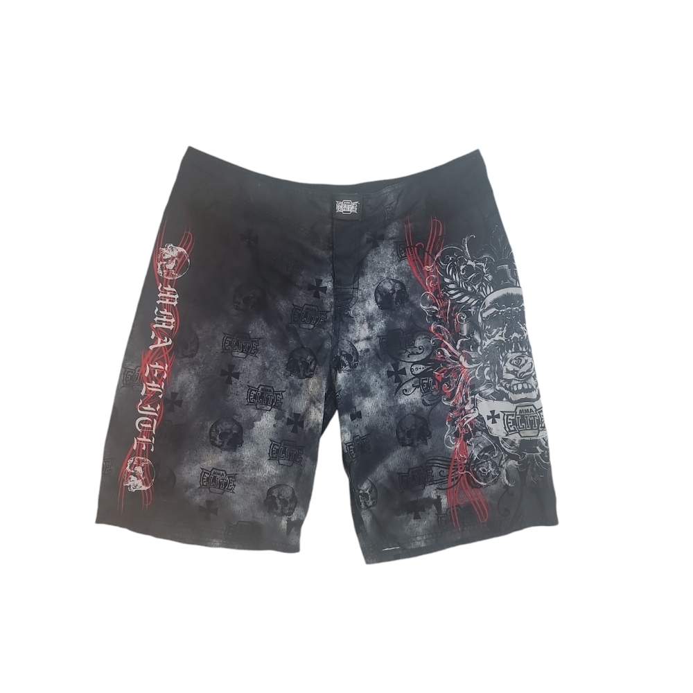 MMA Elite Mens Training Board Bermuda Shorts‎ Skulls Size Large